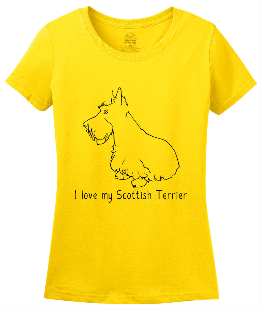 Ladies Yellow I Love my Scottish Terrier - Scottie Dog Lover Love Terrier Cute T-shirt
