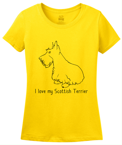 Ladies Yellow I Love my Scottish Terrier - Scottie Dog Lover Love Terrier Cute T-shirt