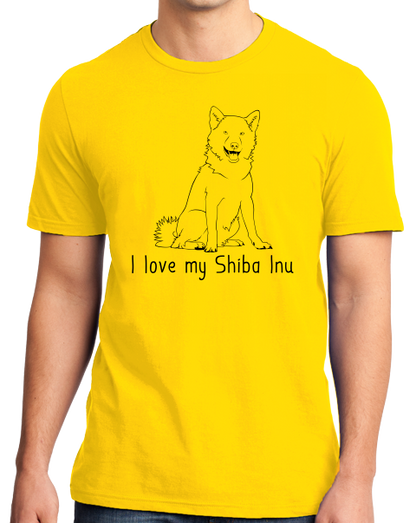 Standard Yellow I Love my Shiba Inu - Shiba Inu Dog Cute Owner Love Fun Gift T-shirt
