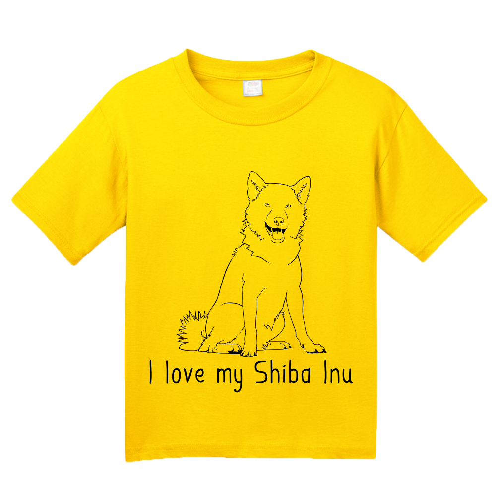 Youth Yellow I Love my Shiba Inu - Shiba Inu Dog Cute Owner Love Fun Gift T-shirt