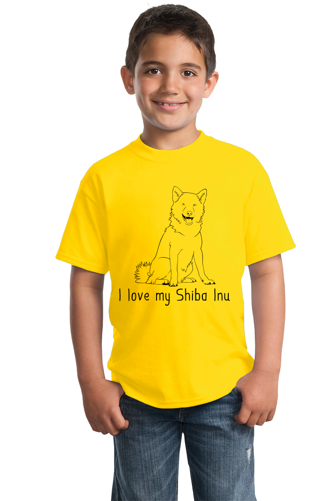 Youth Yellow I Love my Shiba Inu - Shiba Inu Dog Cute Owner Love Fun Gift T-shirt