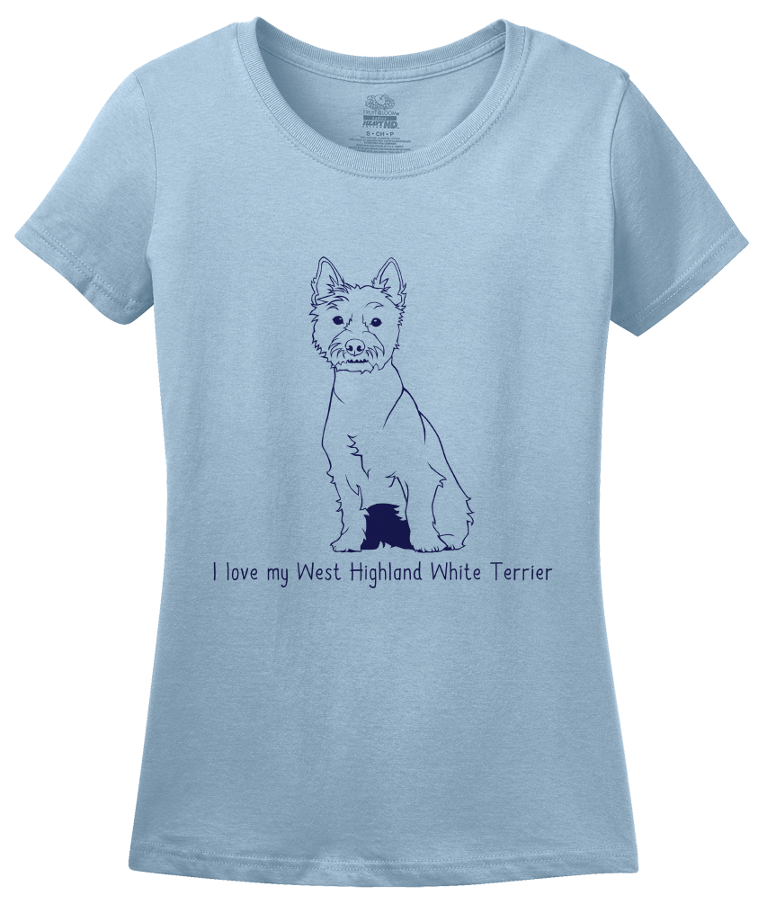 Ladies Light Blue I Love my West Highland White Terrier - Westie Owner Love Cute T-shirt