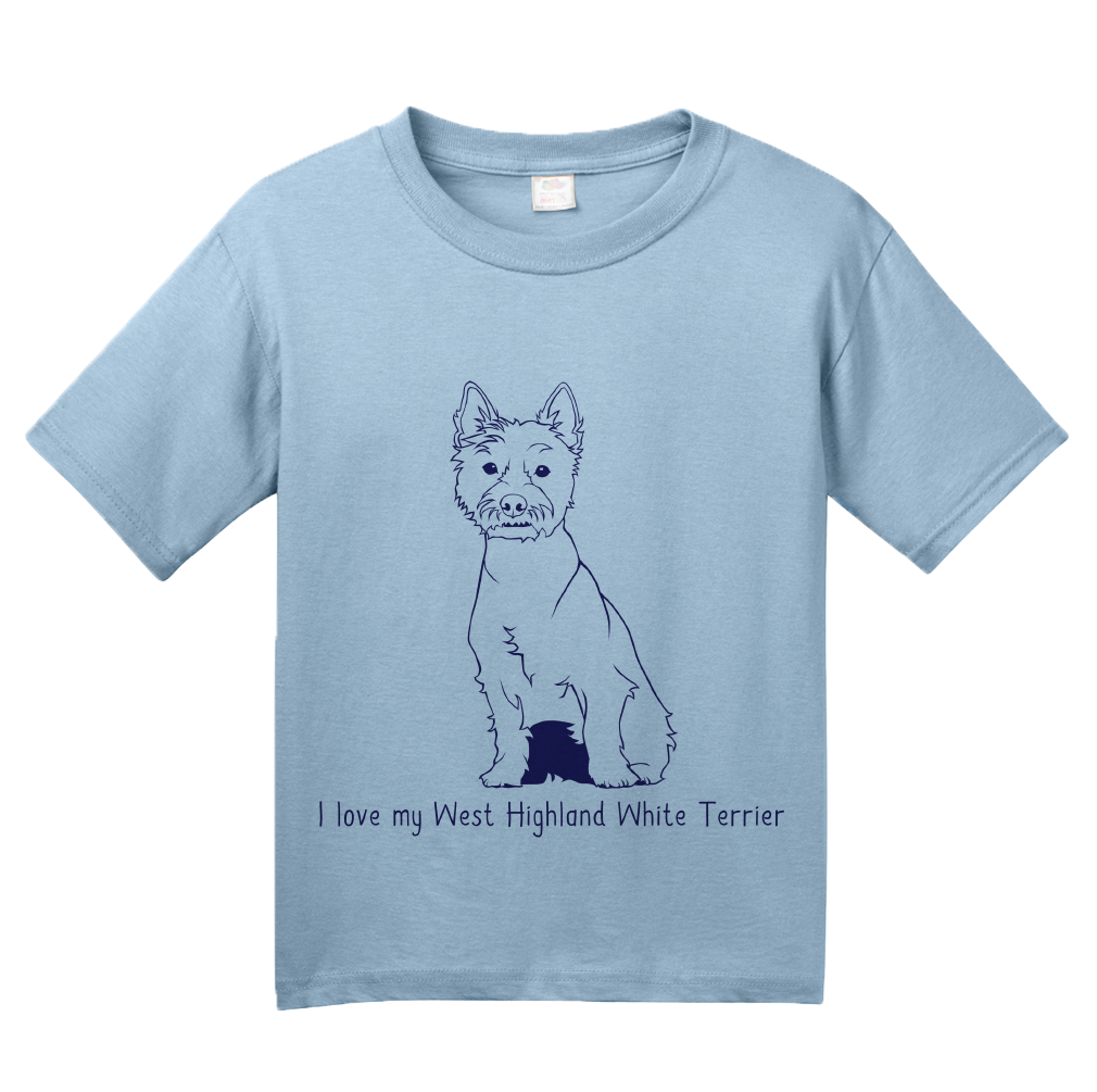 Youth Light Blue I Love my West Highland White Terrier - Westie Owner Love Cute T-shirt