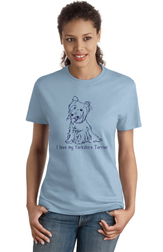 Ladies Light Blue I Love my Yorkie - Yorkie Owner Lover Cute Dog Love Fun Gift T-shirt