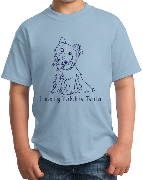 Youth Light Blue I Love my Yorkie - Yorkie Owner Lover Cute Dog Love Fun Gift T-shirt