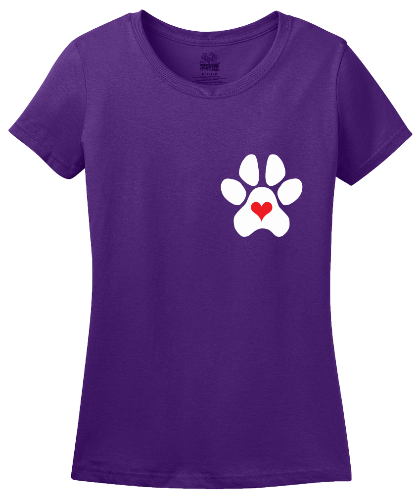 Ladies Purple Puppy Love Paw Heart - Dog Puppy Love Lovers Cute Gift Perfect T-shirt