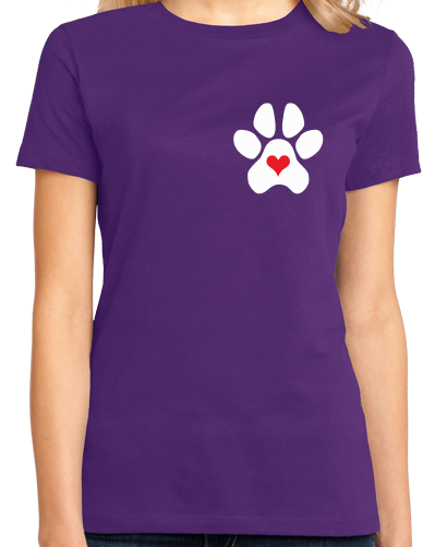 Ladies Purple Puppy Love Paw Heart - Dog Puppy Love Lovers Cute Gift Perfect T-shirt