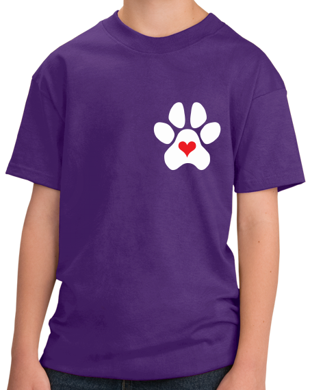 Youth Purple Puppy Love Paw Heart - Dog Puppy Love Lovers Cute Gift Perfect T-shirt