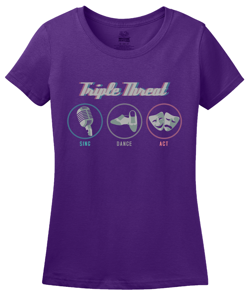 Ladies Purple Triple Threat: Sing, Dance, Act - Drama Actor Musical Theatre T-shirt
