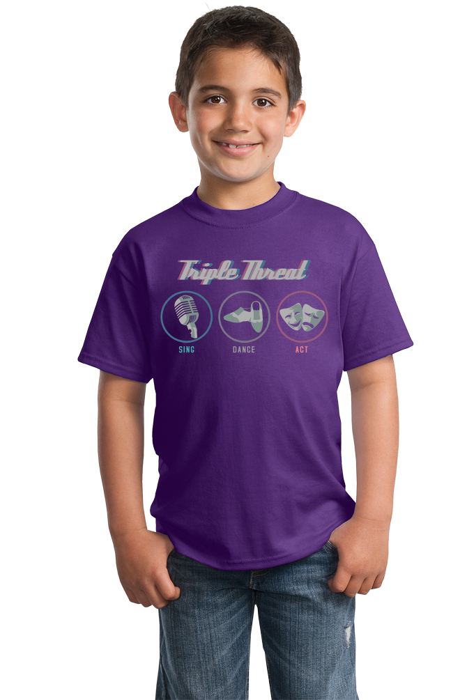 Youth Purple Triple Threat: Sing, Dance, Act - Drama Actor Musical Theatre T-shirt