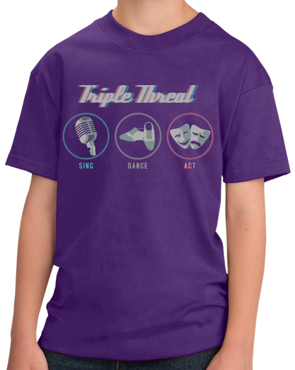 Youth Purple Triple Threat: Sing, Dance, Act - Drama Actor Musical Theatre T-shirt