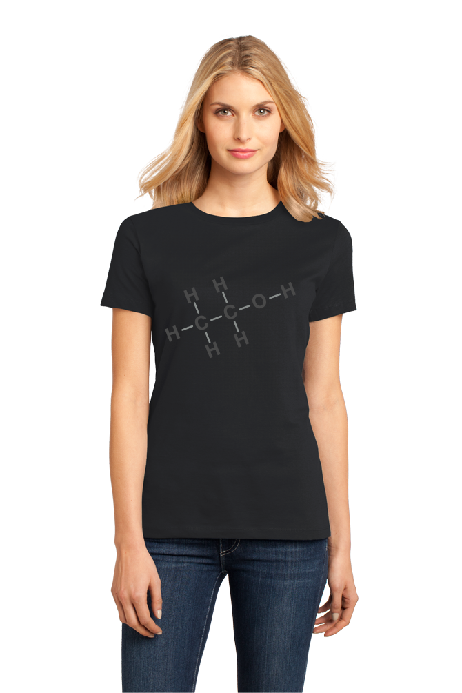 Ladies Black Alcohol Chemical Formula - Drinking Chemistry Diagram Alcohol T-shirt
