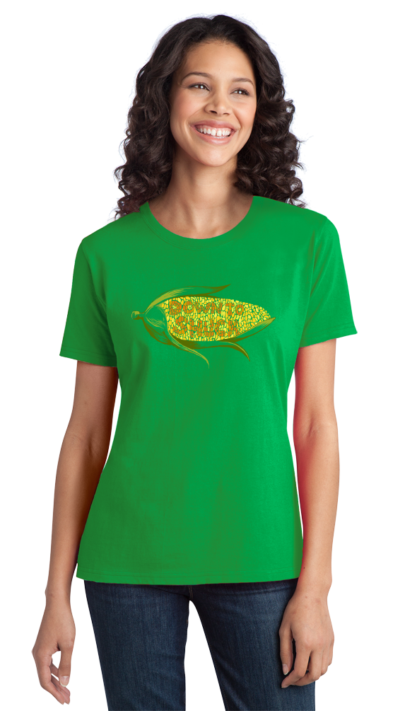 Ladies Green DTS: Down To Shuck - Farming Humor Raunchy Sex Joke Pun Funny T-shirt