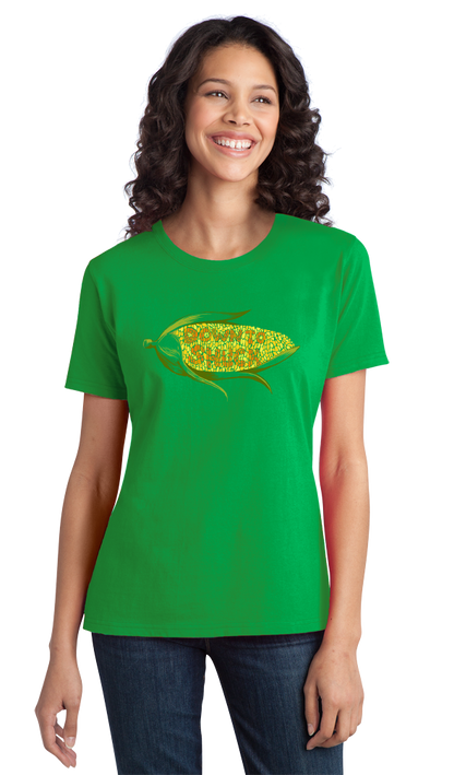 Ladies Green DTS: Down To Shuck - Farming Humor Raunchy Sex Joke Pun Funny T-shirt