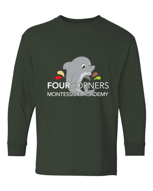 Youth Long Sleeve Forest Green Youth Splash Design Long Sleeve T-shirt