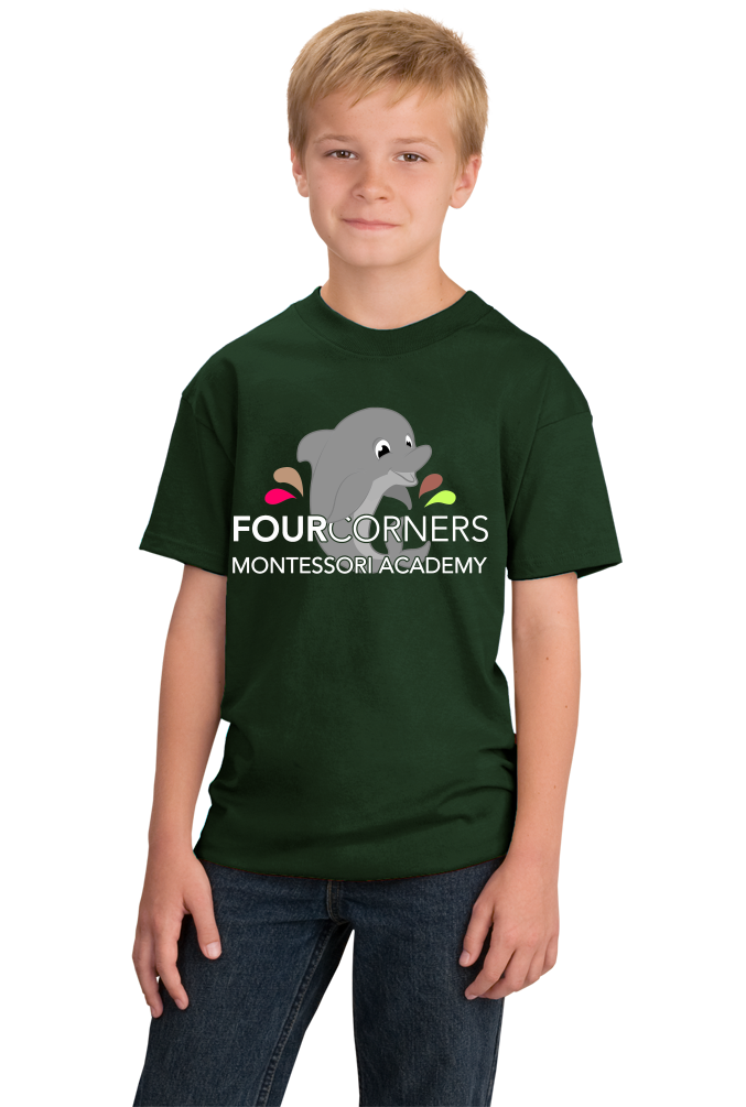Youth Forest Green Youth Splash Design Short Sleeve T-shirt
