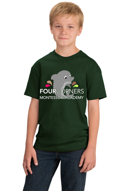 Youth Forest Green Youth Splash Design Short Sleeve T-shirt