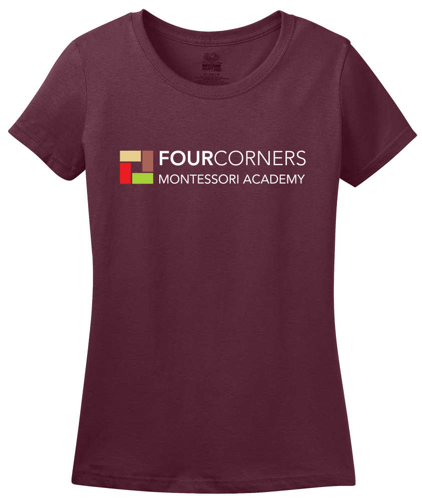 Ladies Maroon Full Chest Logo Adult Color Tee T-shirt