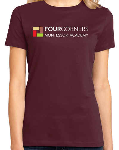 Ladies Maroon Full Chest Logo Adult Color Tee T-shirt