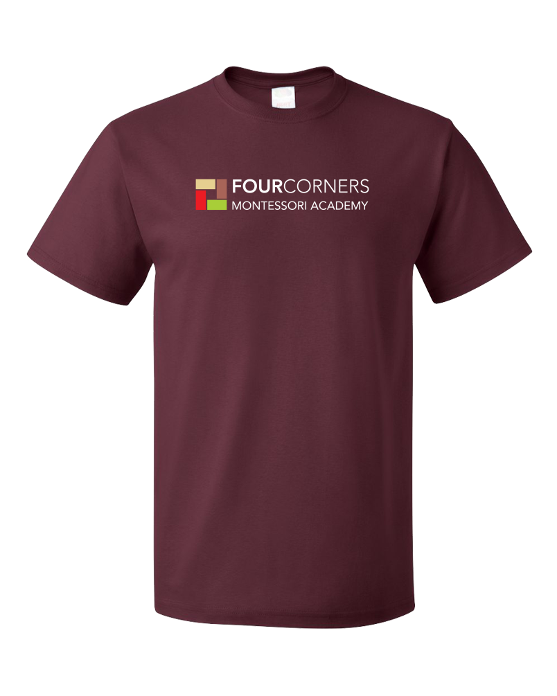 Unisex Maroon Full Chest Logo Adult Color Tee T-shirt