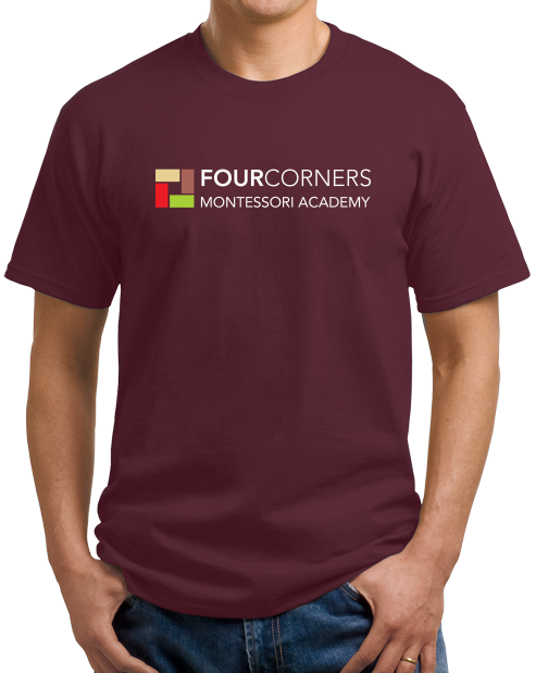 Unisex Maroon Full Chest Logo Adult Color Tee T-shirt