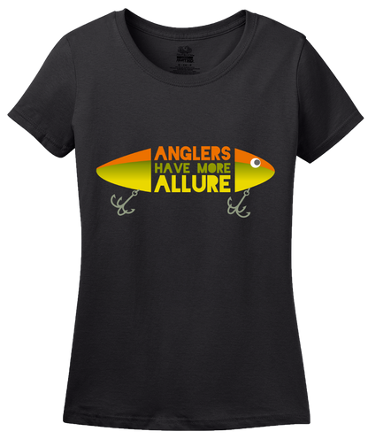 Ladies Black Anglers Have More Allure - Fishing Humor Dad Gift Retirement Fun T-shirt