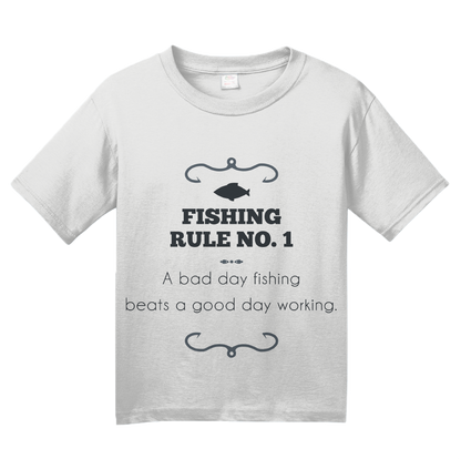 Youth White A Bad Day Fishing Beats A Good Day Working - Fishing Humor Work T-shirt