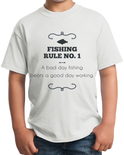 Youth White A Bad Day Fishing Beats A Good Day Working - Fishing Humor Work T-shirt