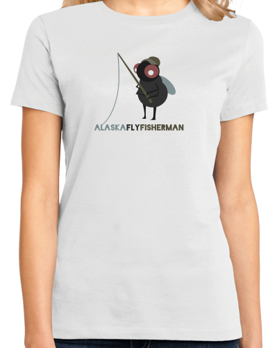 Ladies White Alaska Fly Fisherman - Fishing Humor Retirement Dad Joke Funny T-shirt