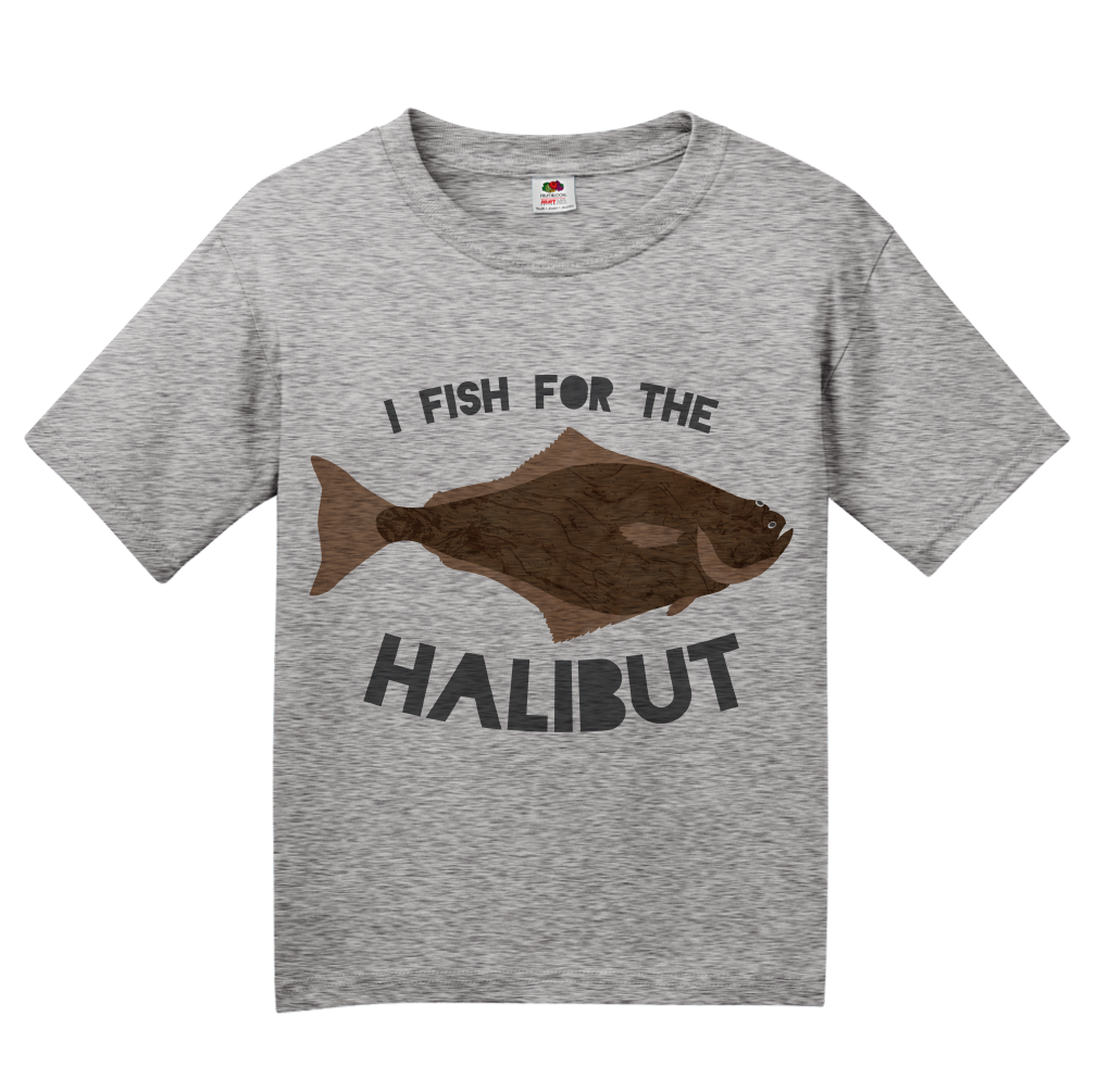Youth Grey I Fish Just For The Halibut - Bad Pun Dad Humor Fishing Joke T-shirt