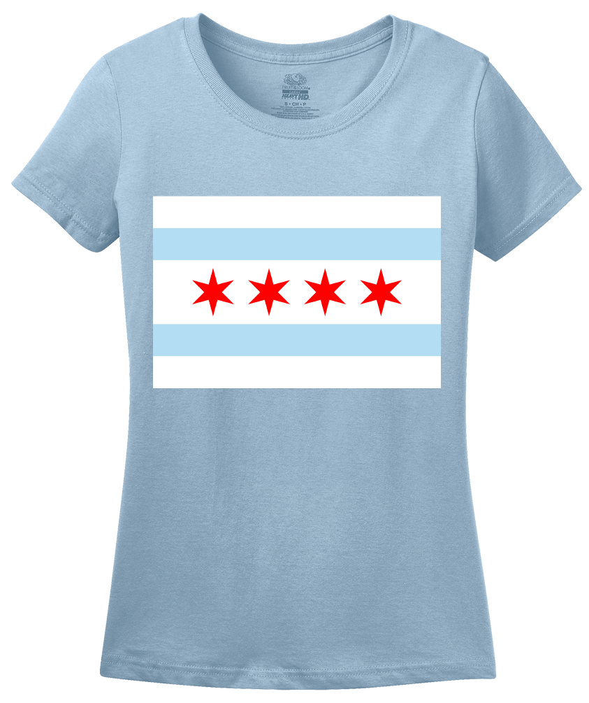 Ladies Light Blue Chicago City Flag - Chicago Pride Second City Love Native T-shirt