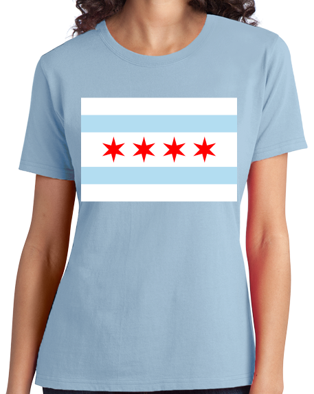 Ladies Light Blue Chicago City Flag - Chicago Pride Second City Love Native T-shirt