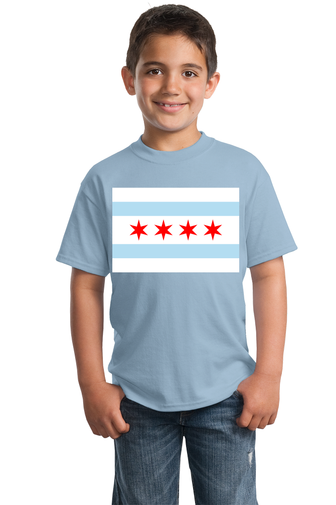 Youth Light Blue Chicago City Flag - Chicago Pride Second City Love Native T-shirt