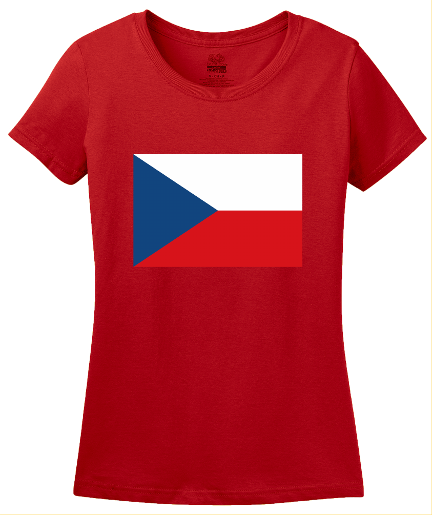 Ladies Red Czech Republic Flag - Czech Republic Heritage Pride Ancestry T-shirt