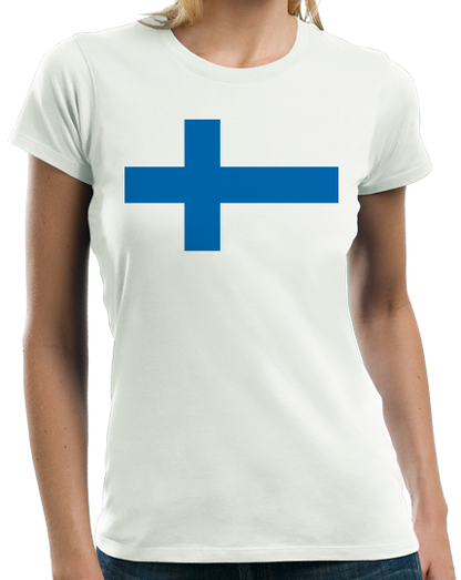 Ladies White Finnish National Flag - Finland Heritage Ancestry Pride Suomi T-shirt