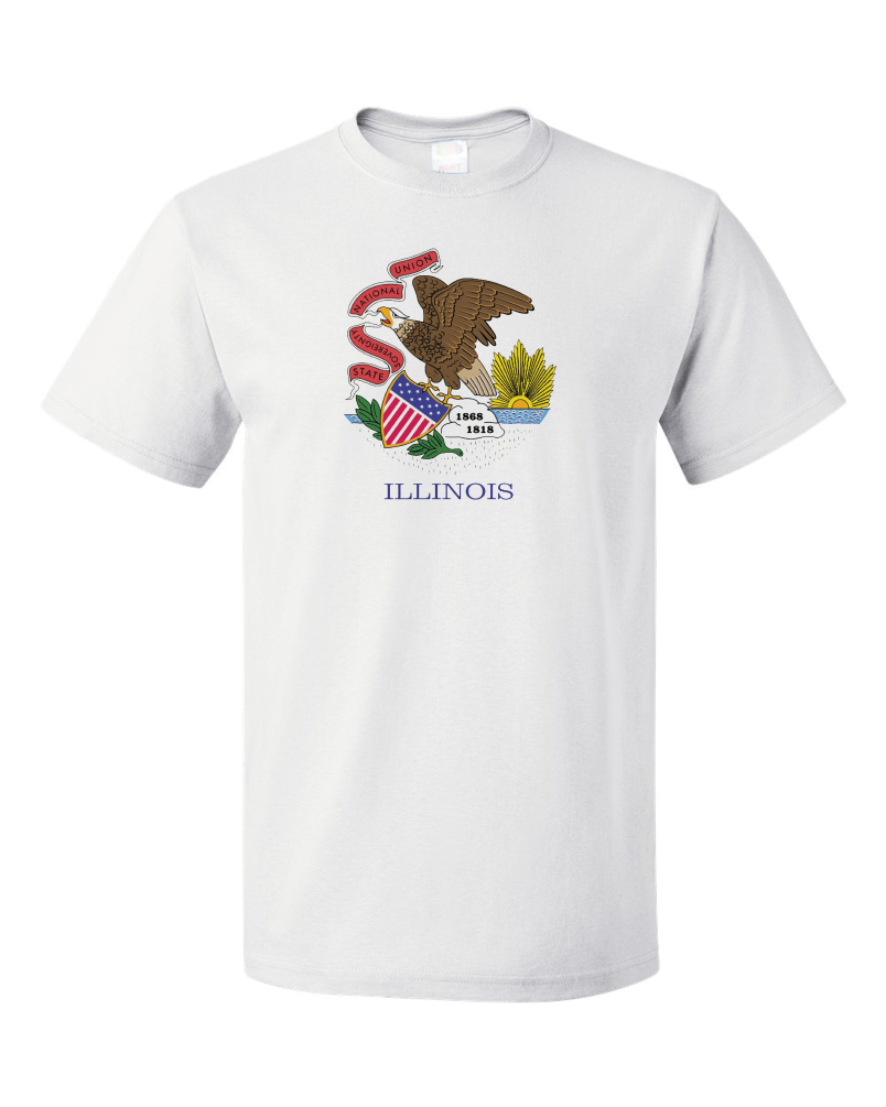 Standard White Illinois State Flag - Illinois Chicago Land of Lincoln Pride T-shirt