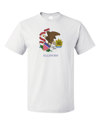 Standard White Illinois State Flag - Illinois Chicago Land of Lincoln Pride T-shirt