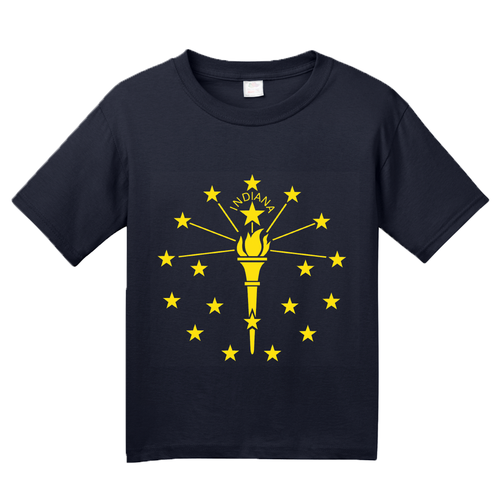Youth Navy Indiana State Flag - Indiana State Flag Indy 500 History Home T-shirt