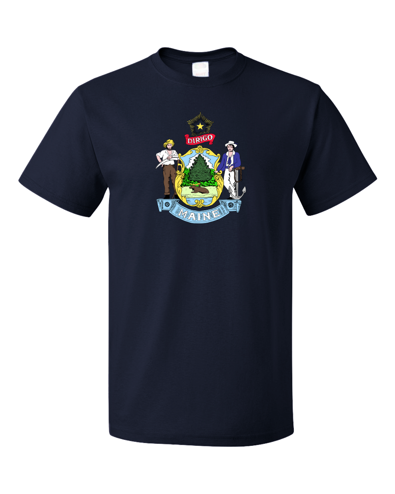 Standard Navy Maine State Flag - Maine State Flag Vacationland History Home T-shirt