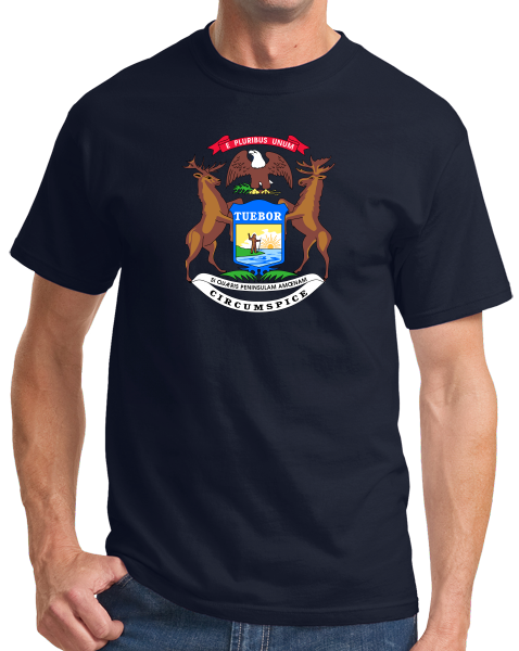 Standard Navy Michigan State Flag - Michigan State Pride Detroit Home Love T-shirt