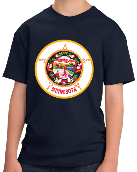 Youth Navy Minnesota State Flag - Minnesota State Flag Prince Minneapolis T-shirt