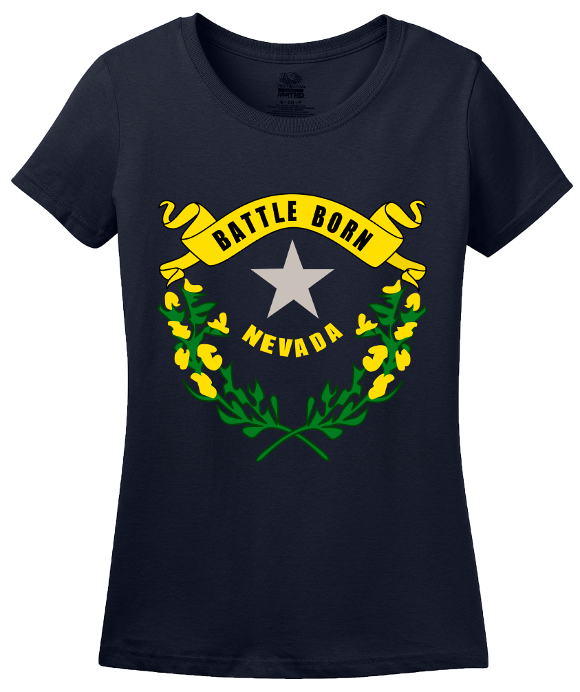 Ladies Navy Nevada State Flag - Nevada State Flag Las Vegas Reno Laughlin T-shirt