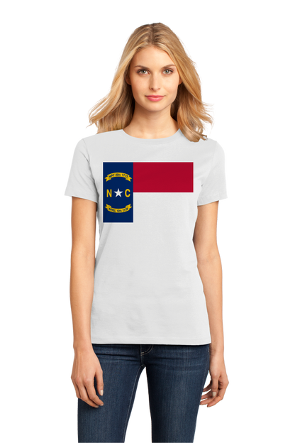 Ladies White North Carolina State Flag - North Carolina Raleigh Charlotte T-shirt