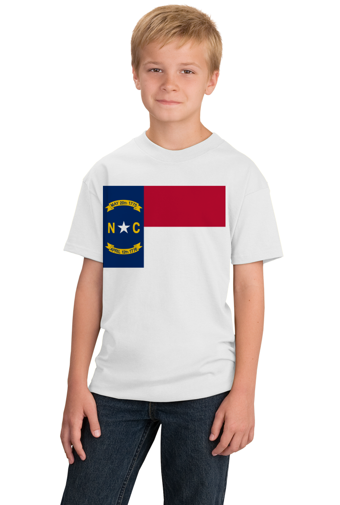Youth White North Carolina State Flag - North Carolina Raleigh Charlotte T-shirt