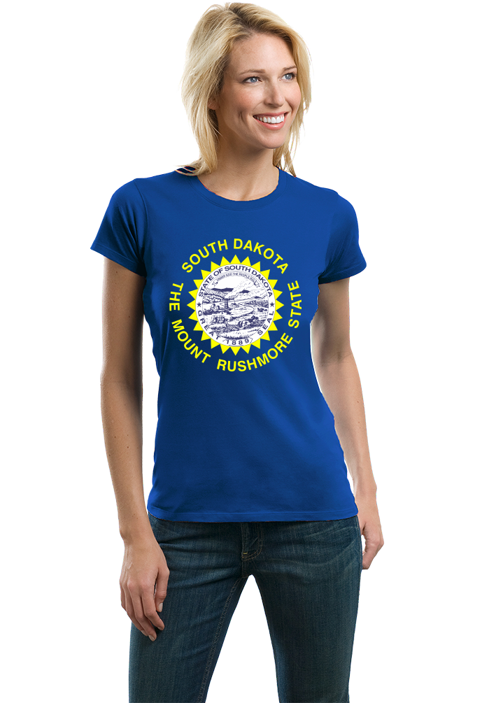 Ladies Royal South Dakota State Flag - South Dakota Pride Sioux Falls T-shirt