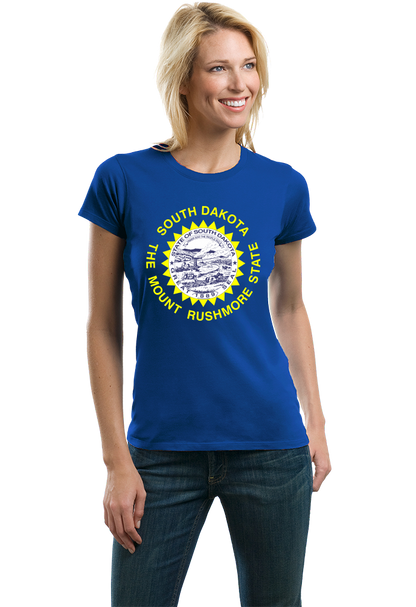 Ladies Royal South Dakota State Flag - South Dakota Pride Sioux Falls T-shirt
