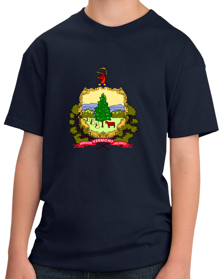 Youth Navy Vermont State Flag - Vermont Pride New England Maple Syrup Love T-shirt