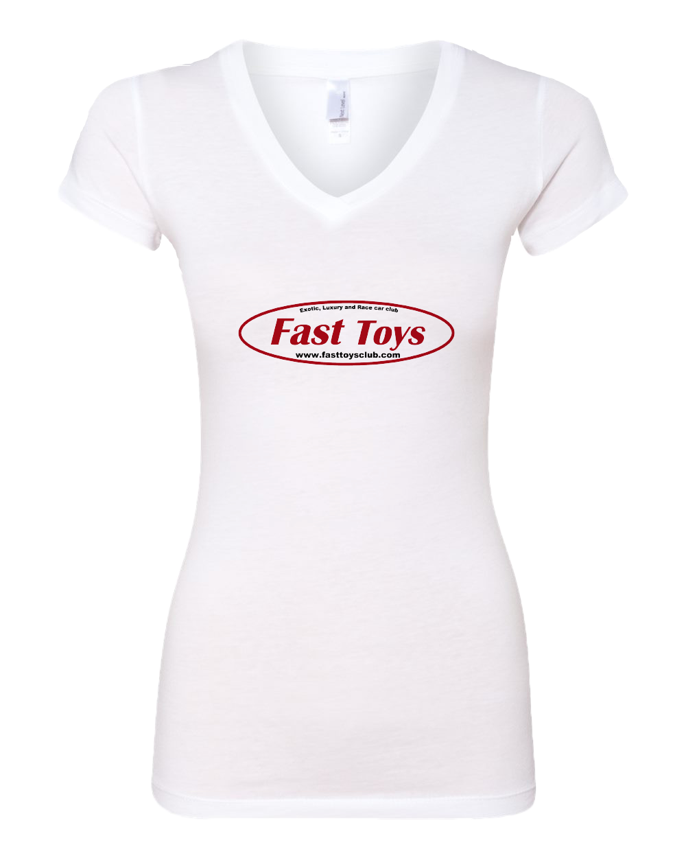 Sporty Girls V Neck White Fast Toys Club Logo V-Neck T-shirt