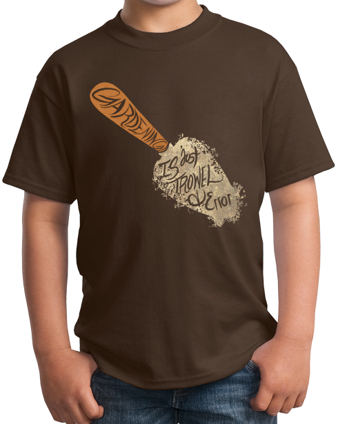 Youth Brown Trowl & Error - Funny Gardening Humor Hipster Pun Dad Mom Joke T-shirt