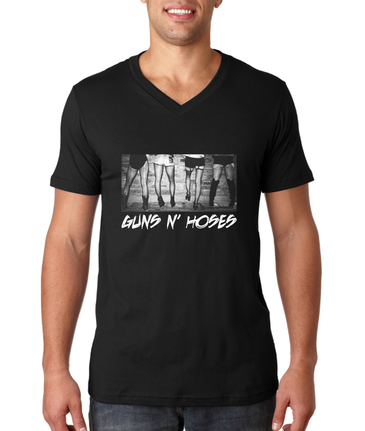 V Neck Black Guns N' Hoses V-neck T-shirt